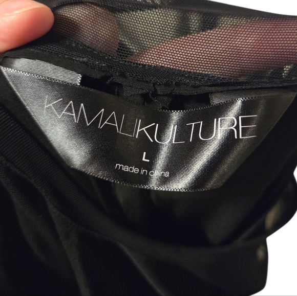 KamaliKulture Dress NORMA KAMALI Sheer Black Minimalist Long Sleeves Large Party - Picture 3 of 8